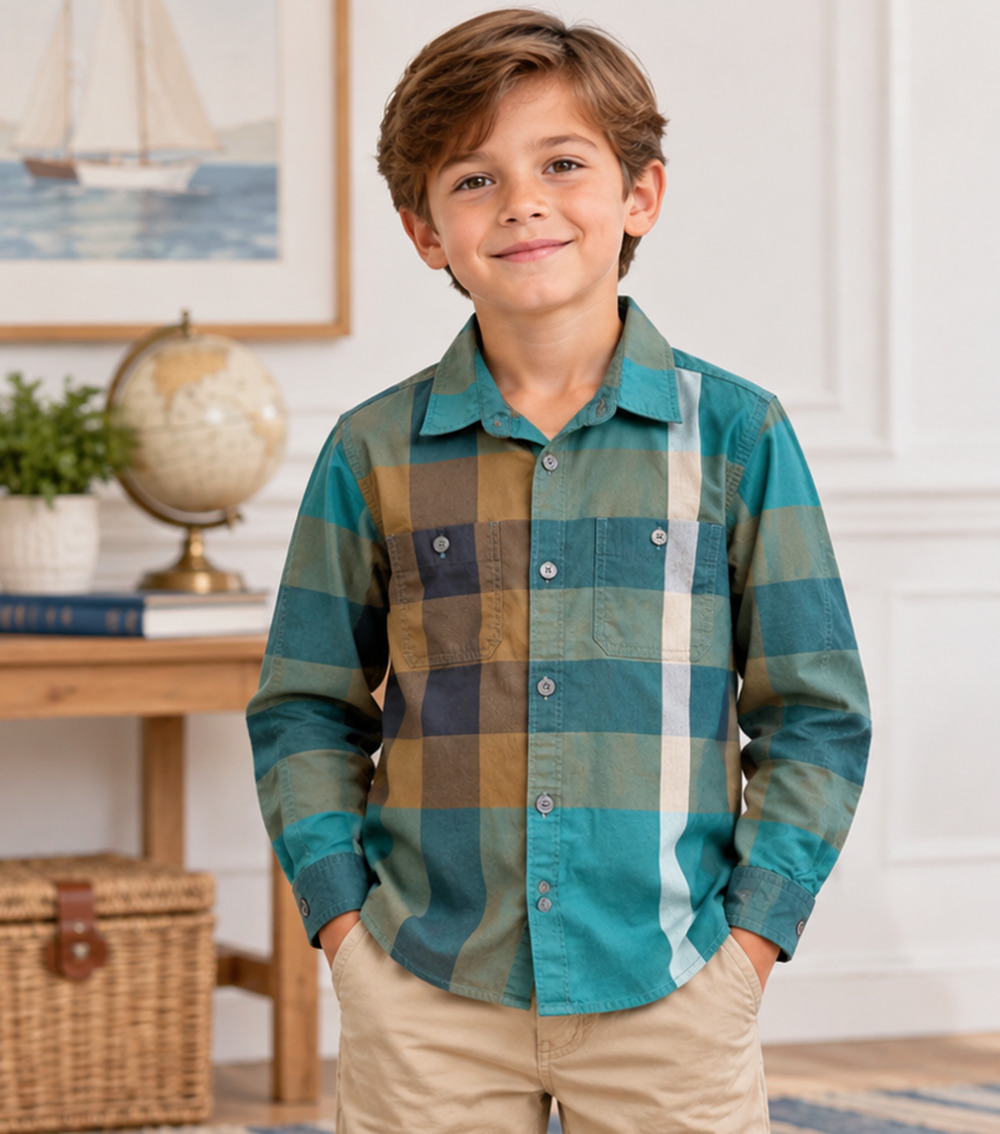 Burberry Children Boys Long Sleeve Plaid Check Shirt 6Y 116cm 100% Cotton Preppy